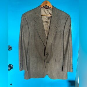 Hart Schaffner & Marx Tan Blue Sport Coat with Notch Lapel - SZ 44 R.